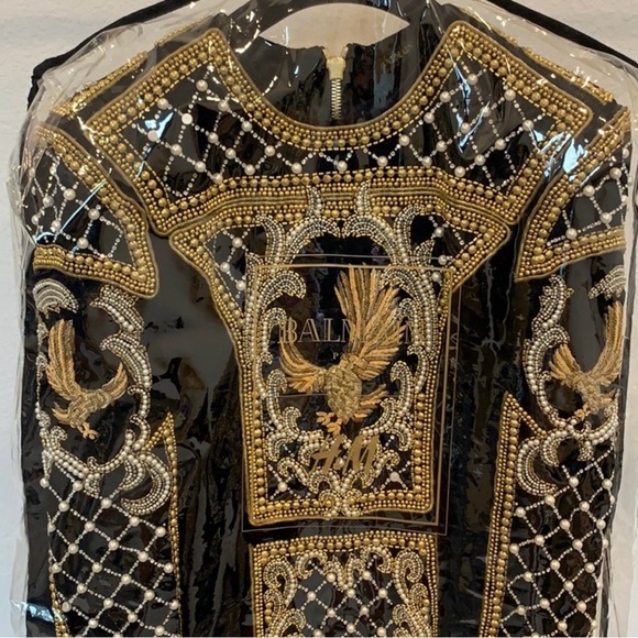 Balmain x H&M Eagle Embroidered Beaded Dress US 4 RARE NEW YEARS PARTY - Picture 4 of 7